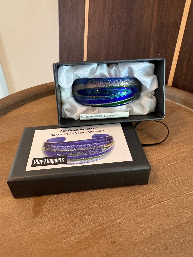 Pier 1 Blue And Green Glass Art Bracelet